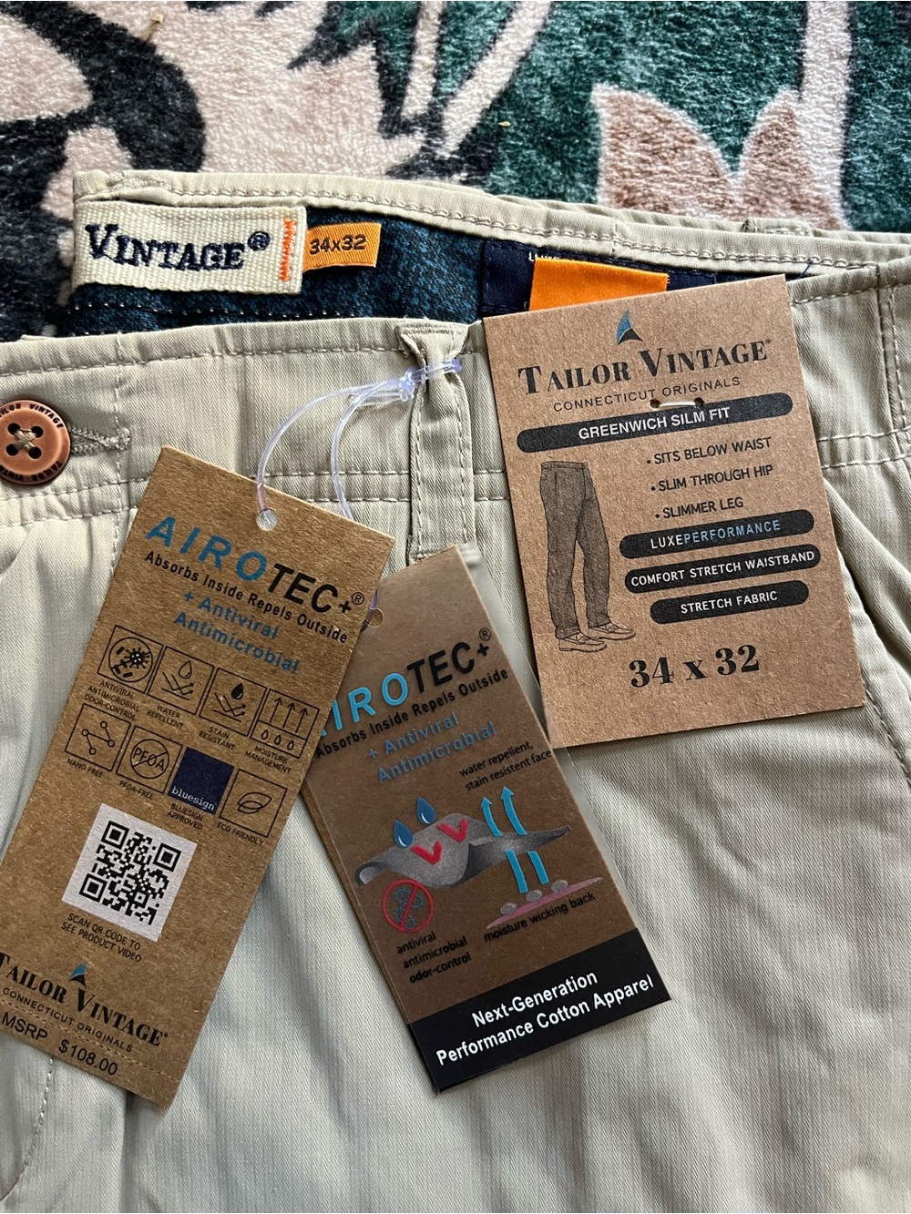 NWT Tailor Vintage Pants - Greenwich Slim Fit Khaki